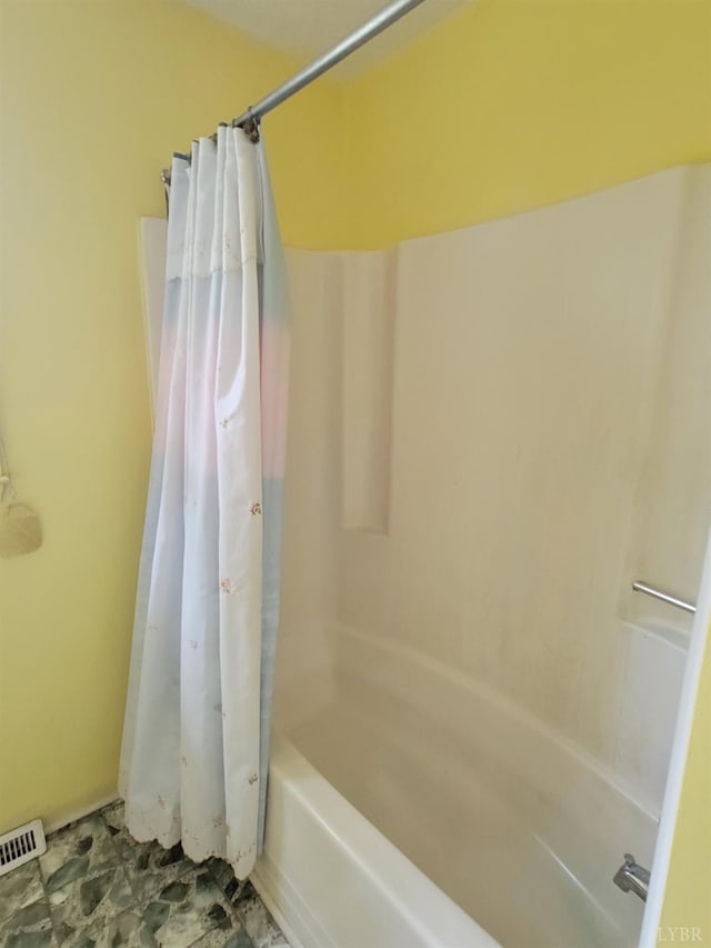 1418 Mitchell Rd, Chatham, VA 24531 - bathroom with visible vents and shower / bathtub combination with curtain