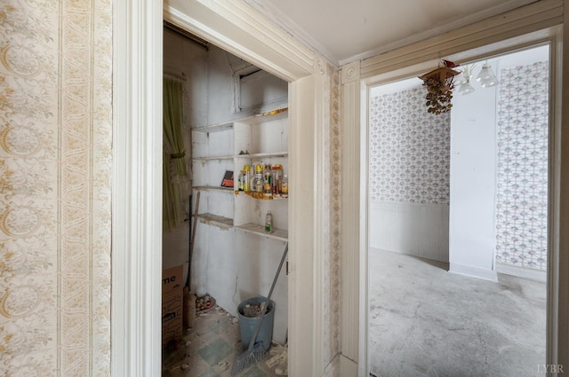 119 Harrison St, Lynchburg, VA 24504 - bathroom featuring wallpapered walls and ornamental molding