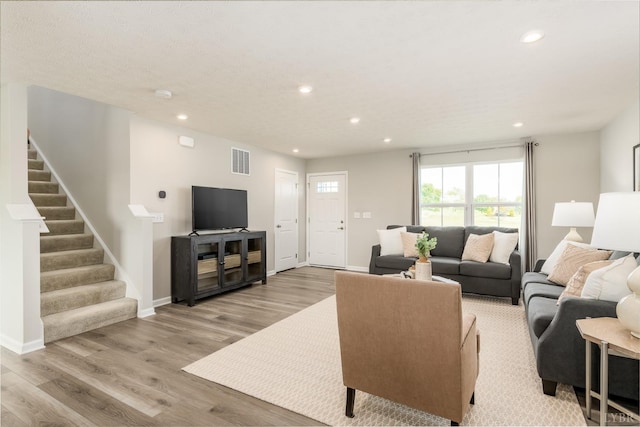 84 Kade Ct, Lynchburg, VA 24502 - living area with light wood-type flooring, recessed lighting, stairway, and baseboards
