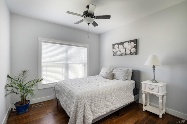 1033 Elk Creek Rd, Forest, VA 24551 - bedroom featuring baseboards, dark wood-style floors, and a ceiling fan