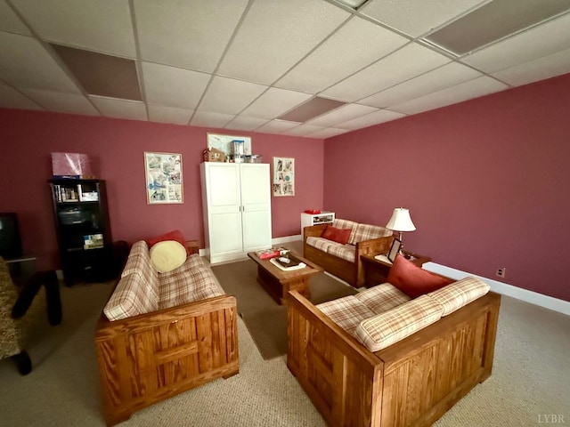 2134 Westerly Dr, Lynchburg, VA 24501 - living area with carpet floors, a drop ceiling, and baseboards