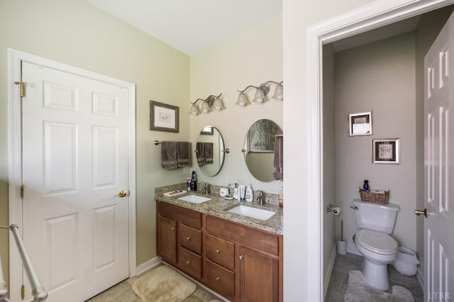 328 Paulette Cir, Lynchburg, VA 24502 - full bath featuring tile patterned floors, toilet, double vanity, and baseboards