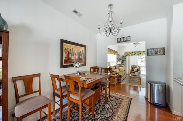 328 Paulette Cir, Lynchburg, VA 24502 - dining area featuring a chandelier, wood finished floors, and ceiling fan