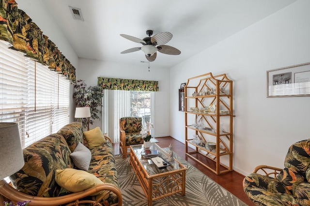 328 Paulette Cir, Lynchburg, VA 24502 - living area featuring wood finished floors, ceiling fan, and baseboards