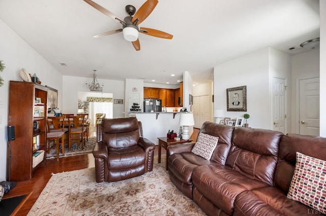 328 Paulette Cir, Lynchburg, VA 24502 - living room featuring ceiling fan and dark wood-type flooring