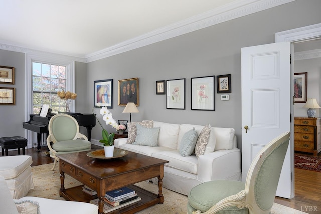 3830 Peakland Pl, Lynchburg, VA 24503 - living room featuring ornamental molding and wood finished floors