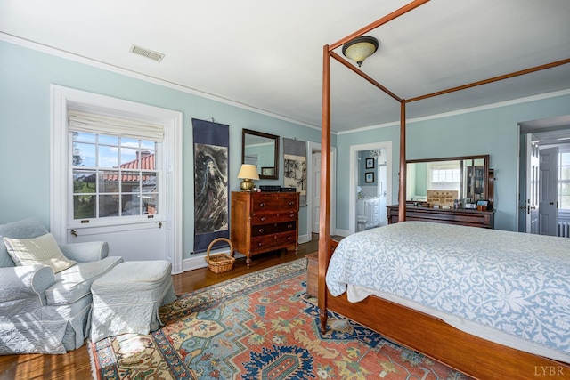 3830 Peakland Pl, Lynchburg, VA 24503 - bedroom featuring ornamental molding, baseboards, visible vents, and wood finished floors