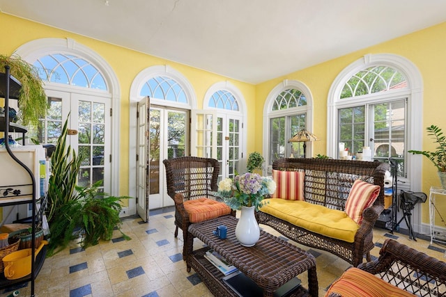 3830 Peakland Pl, Lynchburg, VA 24503 - sunroom featuring baseboards and french doors