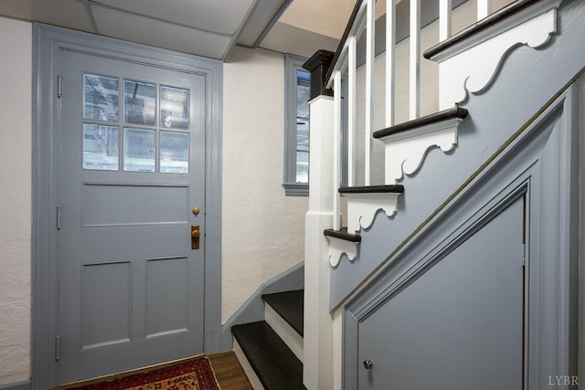3830 Peakland Pl, Lynchburg, VA 24503 - doorway to outside featuring stairs and dark wood-type flooring