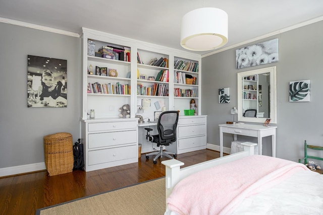 3830 Peakland Pl, Lynchburg, VA 24503 - bedroom with crown molding, built in desk, wood finished floors, and baseboards