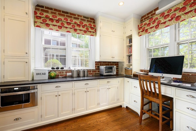 3830 Peakland Pl, Lynchburg, VA 24503 - office with dark wood-style flooring and a toaster