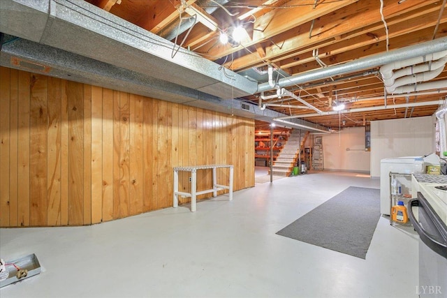 1321 Norfolk Ave, Bedford, VA 24523 - unfinished basement featuring stairway and wood walls