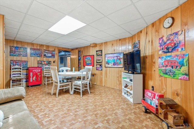 1321 Norfolk Ave, Bedford, VA 24523 - dining area with wood walls and a paneled ceiling