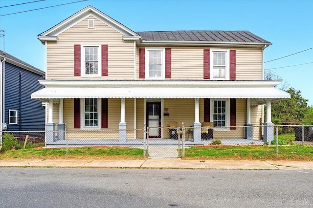 702 Dinwiddie St, Lynchburg, VA 24504 - view of front of property with covered porch, a fenced front yard, and a gate