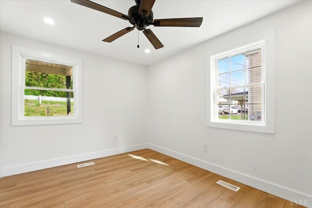 17 Beverly St, Lynchburg, VA 24501 - spare room featuring plenty of natural light, light wood-style floors, recessed lighting, and a ceiling fan