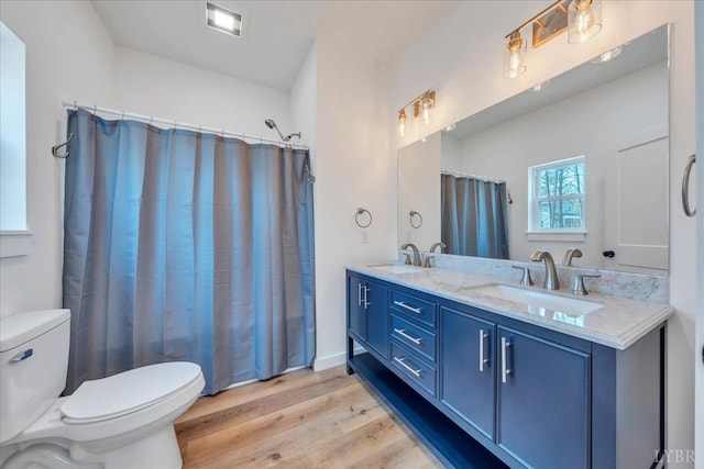 9900 Stonewall Rd, Appomattox, VA 24522 - bathroom featuring wood finished floors, visible vents, toilet, and a sink