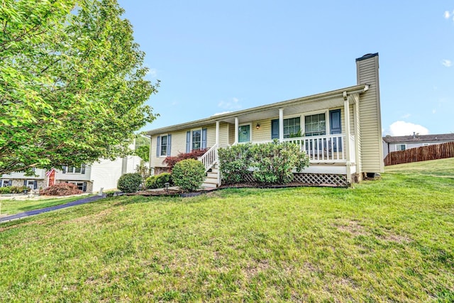 3783 Praline Pl, Roanoke, VA 24012 - ranch-style home featuring a chimney and covered porch