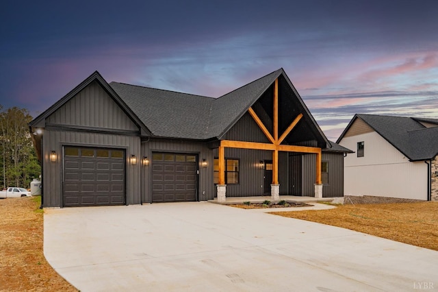 1750 Willow Oak Dr, Forest, VA 24551 - modern inspired farmhouse featuring board and batten siding, driveway, a garage, and a shingled roof