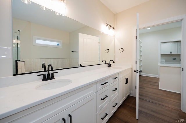 1750 Willow Oak Dr, Forest, VA 24551 - bathroom with wood finished floors, double vanity, and a sink