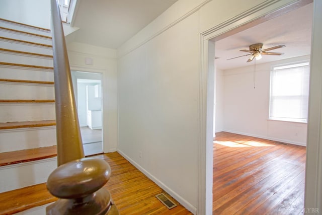 1518 14th St, Lynchburg, VA 24501 - entryway featuring hardwood / wood-style flooring, ceiling fan, and stairway