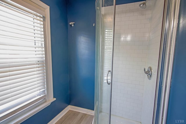 1518 14th St, Lynchburg, VA 24501 - bathroom with a stall shower and wood finished floors
