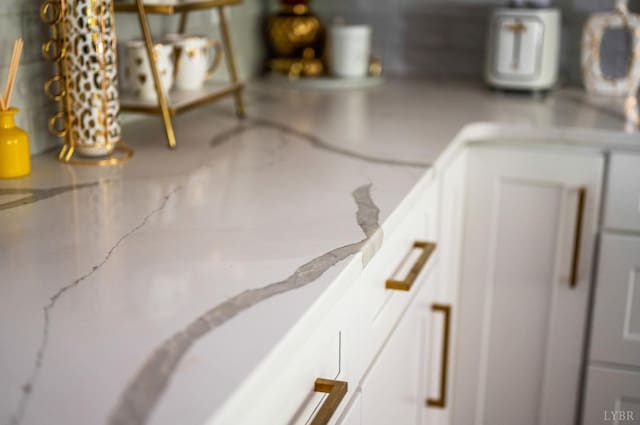 301 Bentley Grove Way, Lynchburg, VA 24502 - kitchen view of white cabinetry and light stone countertops