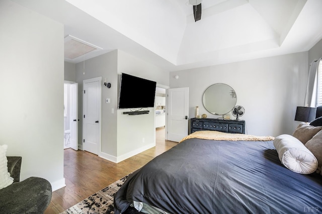 301 Bentley Grove Way, Lynchburg, VA 24502 - bedroom featuring attic access, light wood-style floors, and baseboards