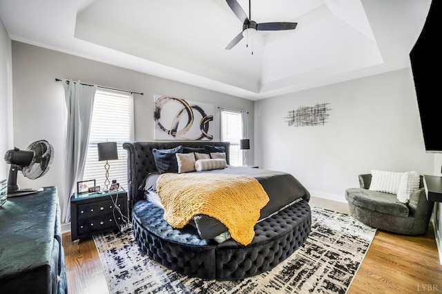 301 Bentley Grove Way, Lynchburg, VA 24502 - bedroom with a tray ceiling, wood finished floors, and a ceiling fan
