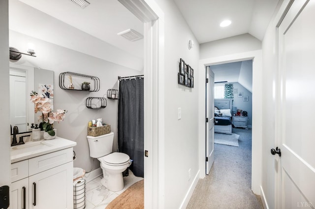 301 Bentley Grove Way, Lynchburg, VA 24502 - full bathroom featuring vanity, lofted ceiling, and curtained shower