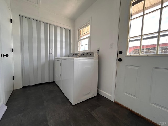 3677 Grit Rd, Hurt, VA 24563 - clothes washing area featuring separate washer and dryer and baseboards