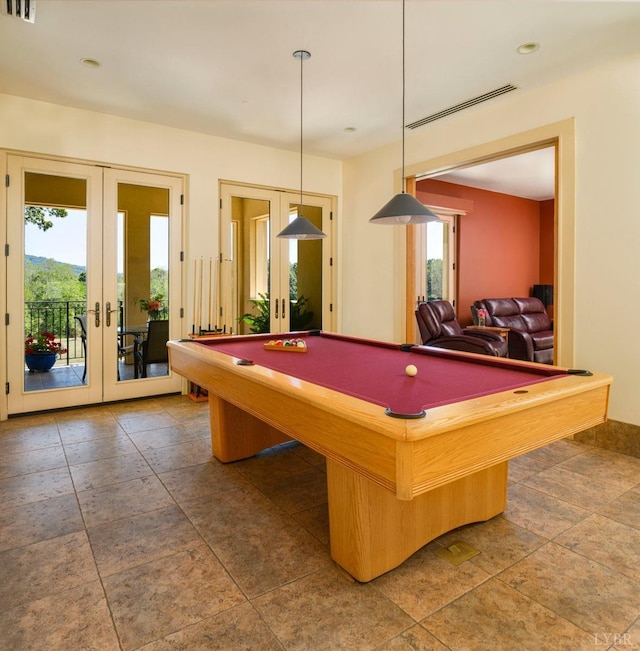 1209 Sycamore Creek Dr, Goode, VA 24556 - recreation room featuring french doors, pool table, and visible vents