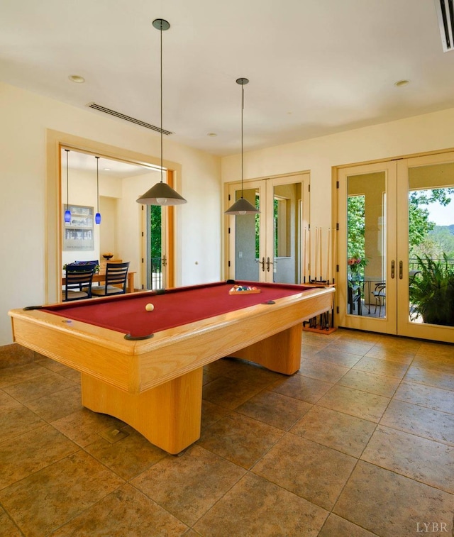 1209 Sycamore Creek Dr, Goode, VA 24556 - recreation room featuring billiards, french doors, and visible vents