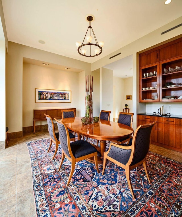 1209 Sycamore Creek Dr, Goode, VA 24556 - dining area featuring baseboards, recessed lighting, and a notable chandelier