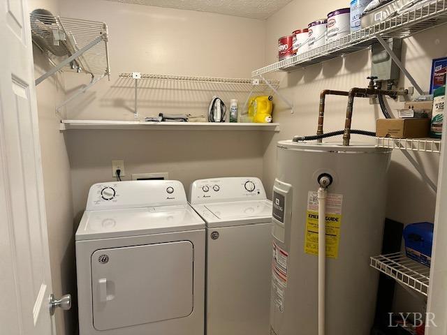 301 Gooseneck Ct, Forest, VA 24551 - laundry room with electric water heater and independent washer and dryer