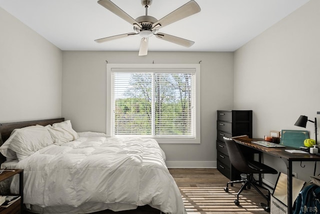 21 Zags Ln, Lynchburg, VA 24502 - bedroom featuring dark wood-style flooring, baseboards, an office area, and ceiling fan