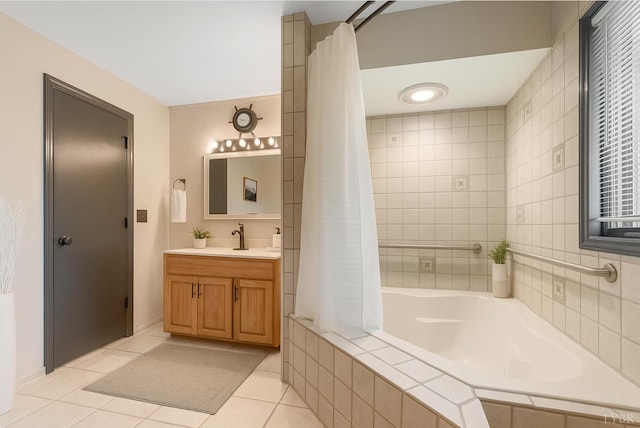 106 Catlett Ct, Moneta, VA 24121 - full bath featuring tile patterned floors, vanity, and tiled shower / bath combo