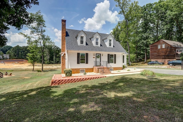 1529 Bateman Bridge Rd, Forest, VA 24551 - view of front of house with a chimney, roof with shingles, a front lawn, and crawl space