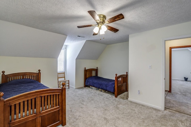 1529 Bateman Bridge Rd, Forest, VA 24551 - bedroom featuring lofted ceiling, a textured ceiling, carpet flooring, baseboards, and a ceiling fan