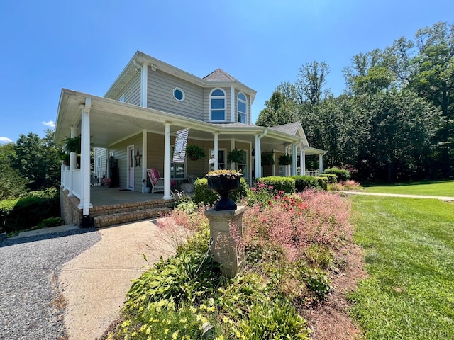 216 Burford Farm Rd, Monroe, VA 24574 - view of front of house with covered porch and a front yard