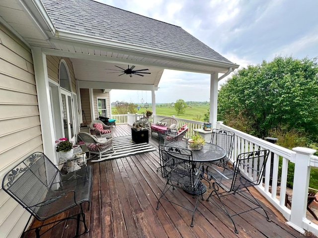 216 Burford Farm Rd, Monroe, VA 24574 - wooden terrace featuring outdoor dining space and a ceiling fan