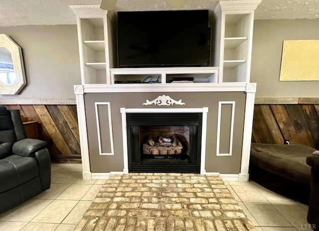216 Burford Farm Rd, Monroe, VA 24574 - detailed view of a textured ceiling, a fireplace, and built in features