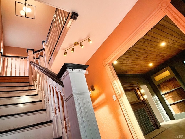 850 Rivermont Ave, Lynchburg, VA 24504 - staircase featuring wood ceiling
