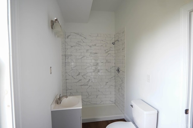 607 N St, Bedford, VA 24523 - bathroom with toilet, a shower stall, and vanity