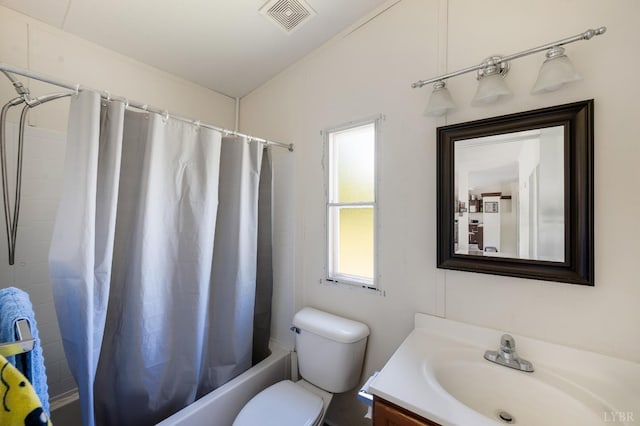 113 Carwile Rd, Rustburg, VA 24588 - bathroom with toilet, shower / bath combination with curtain, visible vents, and vanity