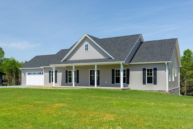 243 Pebble Rd, Rustburg, VA 24588 - view of front facade with an attached garage, a front yard, driveway, and a shingled roof