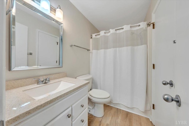 1791 Windlass Dr, Moneta, VA 24121 - bathroom with toilet, shower / tub combo, wood finished floors, and vanity