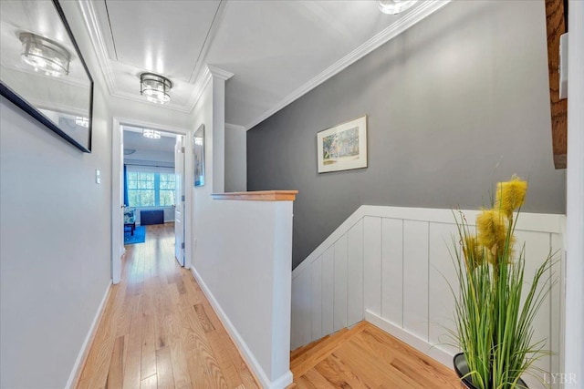 231 Mountain Cove Dr Unit 5, Hardy, VA 24101 - hallway featuring an upstairs landing, light wood finished floors, and crown molding