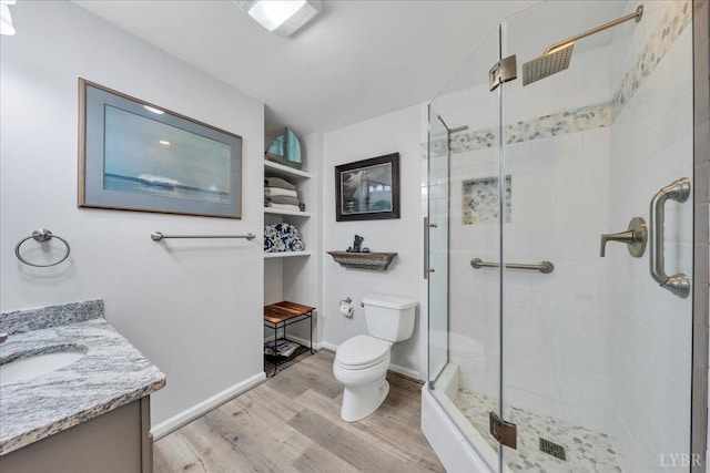 231 Mountain Cove Dr Unit 5, Hardy, VA 24101 - full bathroom featuring wood finished floors, a stall shower, and vanity