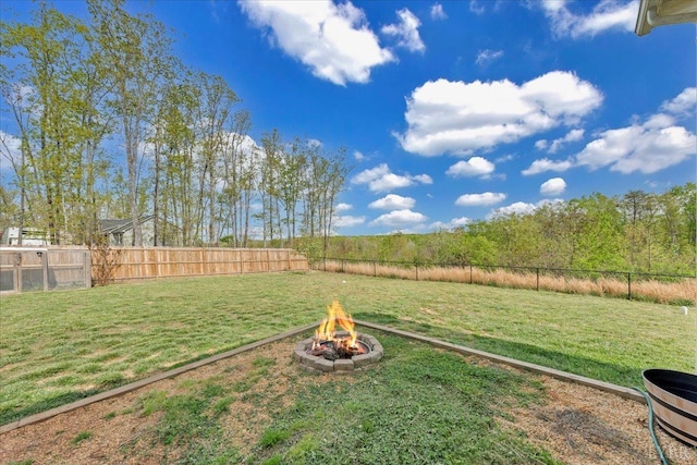 1400 Mountain Cut Rd, Appomattox, VA 24522 - view of yard with a fire pit and a fenced backyard