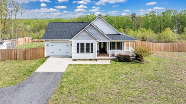1400 Mountain Cut Rd, Appomattox, VA 24522 - view of front of home with a porch, fence, a garage, and driveway